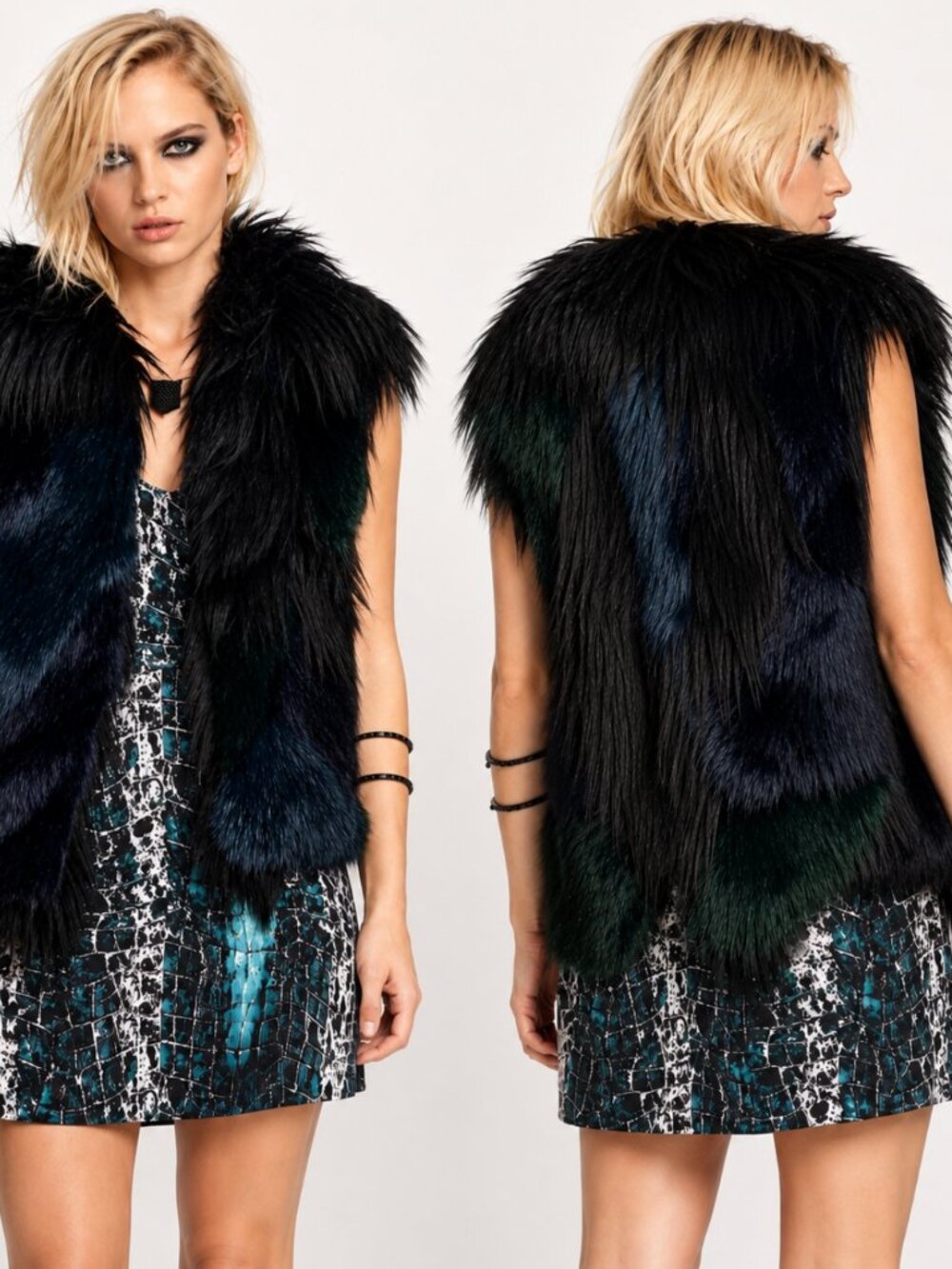 BLANK NYC MULTI COLOR FAUX FUR VEST